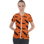 Halloween Card With Bats Flying Pattern Short Sleeve Zip Up Jacket