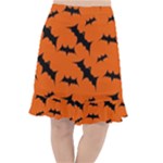 Halloween Card With Bats Flying Pattern Fishtail Chiffon Skirt