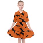 Halloween Card With Bats Flying Pattern Kids  All Frills Chiffon Dress
