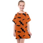 Halloween Card With Bats Flying Pattern Kids  One Piece Chiffon Dress