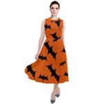 Halloween Card With Bats Flying Pattern Round Neck Boho Dress