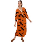 Halloween Card With Bats Flying Pattern Grecian Style  Maxi Dress