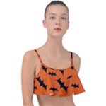 Halloween Card With Bats Flying Pattern Frill Bikini Top