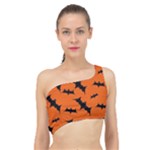 Halloween Card With Bats Flying Pattern Spliced Up Bikini Top 