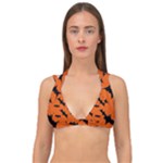 Halloween Card With Bats Flying Pattern Double Strap Halter Bikini Top