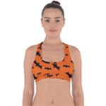 Halloween Card With Bats Flying Pattern Cross Back Hipster Bikini Top 