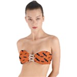 Halloween Card With Bats Flying Pattern Twist Bandeau Bikini Top