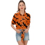 Halloween Card With Bats Flying Pattern Tie Front Shirt 