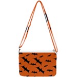 Halloween Card With Bats Flying Pattern Double Gusset Crossbody Bag