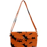 Halloween Card With Bats Flying Pattern Removable Strap Clutch Bag