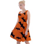 Halloween Card With Bats Flying Pattern Knee Length Skater Dress