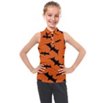 Halloween Card With Bats Flying Pattern Kids  Sleeveless Polo T-Shirt