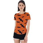 Halloween Card With Bats Flying Pattern Back Cut Out Sport T-Shirt