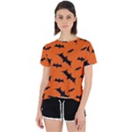 Halloween Card With Bats Flying Pattern Open Back Sport T-Shirt