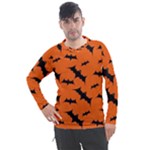 Halloween Card With Bats Flying Pattern Men s Pique Long Sleeve T-Shirt