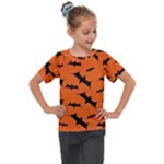 Halloween Card With Bats Flying Pattern Kids  Mesh Piece T-Shirt