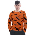 Halloween Card With Bats Flying Pattern Men s Long Sleeve Raglan T-Shirt