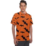 Halloween Card With Bats Flying Pattern Men s Polo T-Shirt