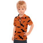 Halloween Card With Bats Flying Pattern Kids  Polo T-Shirt