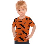 Halloween Card With Bats Flying Pattern Kids  Sports T-Shirt