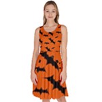 Halloween Card With Bats Flying Pattern Knee Length Skater Dress With Pockets