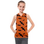 Halloween Card With Bats Flying Pattern Kids  Sleeveless Hoodie