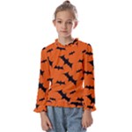 Halloween Card With Bats Flying Pattern Kids  Frill Detail T-Shirt