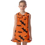 Halloween Card With Bats Flying Pattern Kids  Pilgrim Collar Ruffle Hem Dress
