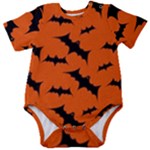 Halloween Card With Bats Flying Pattern Baby Short Sleeve Bodysuit