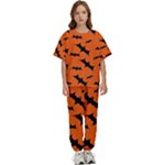 Halloween Card With Bats Flying Pattern Kids  T-Shirt and Pants Sports Set