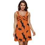 Halloween Card With Bats Flying Pattern Ruffle Strap Babydoll Chiffon Dress