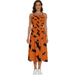 Halloween Card With Bats Flying Pattern Sleeveless Shoulder Straps Boho Dress