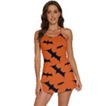 Halloween Card With Bats Flying Pattern 2-in-1 Flare Activity Dress