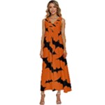 Halloween Card With Bats Flying Pattern V-Neck Sleeveless Loose Fit Overalls