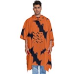 Halloween Card With Bats Flying Pattern Men s Hooded Rain Ponchos