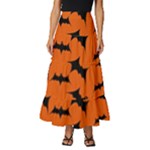 Halloween Card With Bats Flying Pattern Tiered Ruffle Maxi Skirt