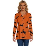 Halloween Card With Bats Flying Pattern Long Sleeve Drawstring Hooded Top