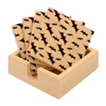 Halloween Card With Bats Flying Pattern Bamboo Coaster Set