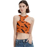 Halloween Card With Bats Flying Pattern Cut Out Top