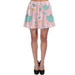 Cute Owl Doodles With Moon Star Seamless Pattern Skater Skirt