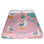 Cute Owl Doodles With Moon Star Seamless Pattern Fitted Sheet (Queen Size)