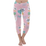 Cute Owl Doodles With Moon Star Seamless Pattern Capri Winter Leggings 