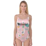 Cute Owl Doodles With Moon Star Seamless Pattern Camisole Leotard 