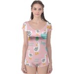 Cute Owl Doodles With Moon Star Seamless Pattern Boyleg Leotard 
