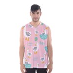 Cute Owl Doodles With Moon Star Seamless Pattern Men s Basketball Tank Top