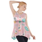 Cute Owl Doodles With Moon Star Seamless Pattern Side Drop Tank Tunic