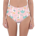 Cute Owl Doodles With Moon Star Seamless Pattern Reversible High-Waist Bikini Bottoms