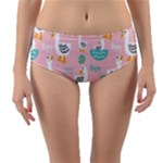 Cute Owl Doodles With Moon Star Seamless Pattern Reversible Mid-Waist Bikini Bottoms