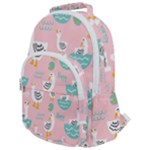 Cute Owl Doodles With Moon Star Seamless Pattern Rounded Multi Pocket Backpack