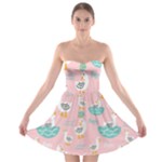 Cute Owl Doodles With Moon Star Seamless Pattern Strapless Bra Top Dress